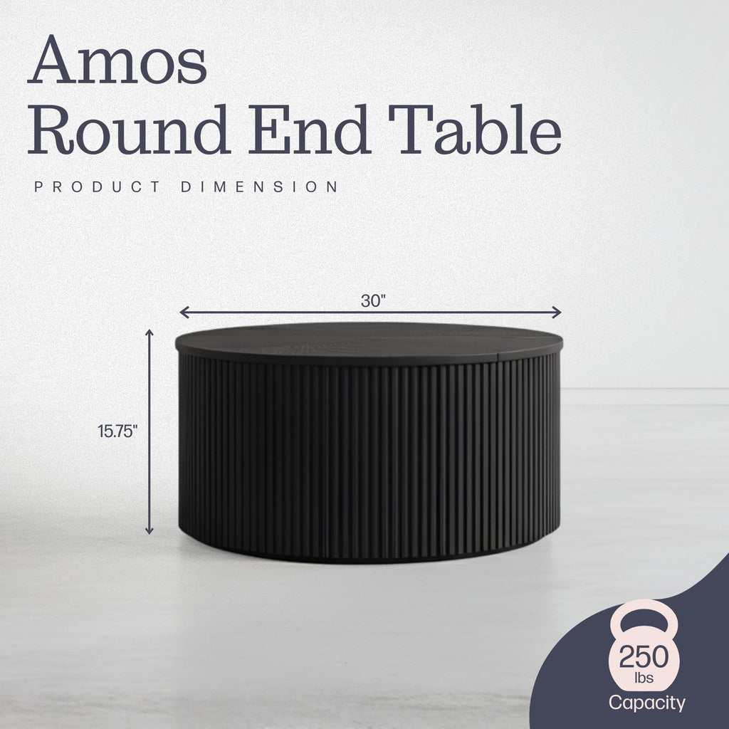 Black Fluted Round Coffee Table N4341