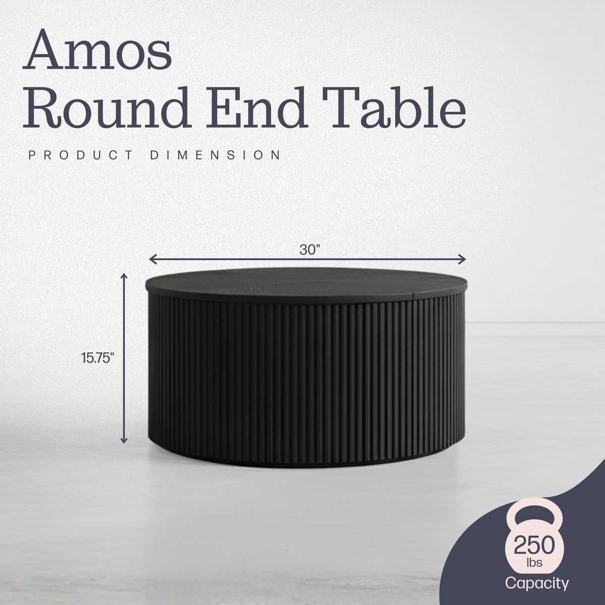 Black Fluted Round Coffee Table N4341