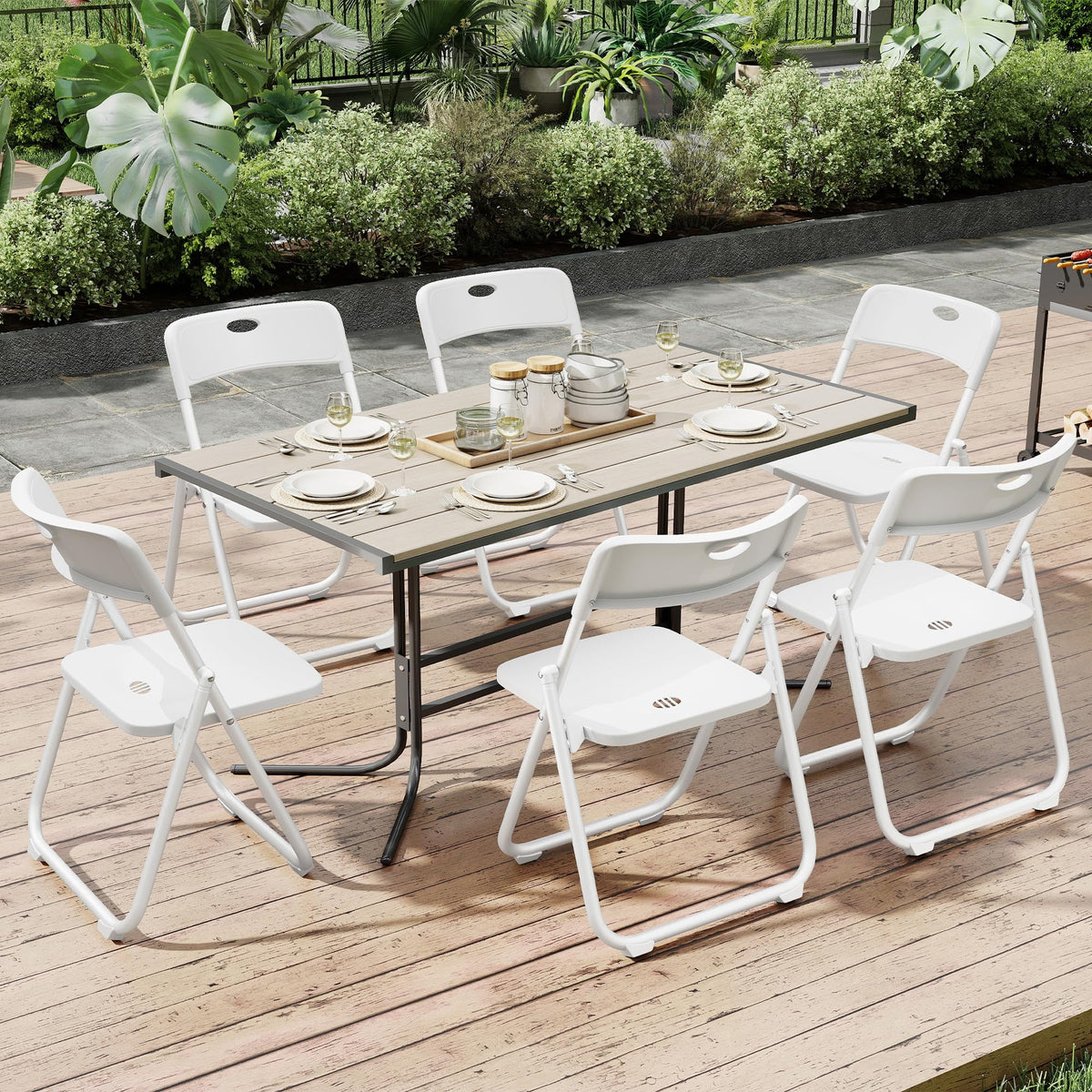 White Plastic Folding Chairs, 10 Pack N7375