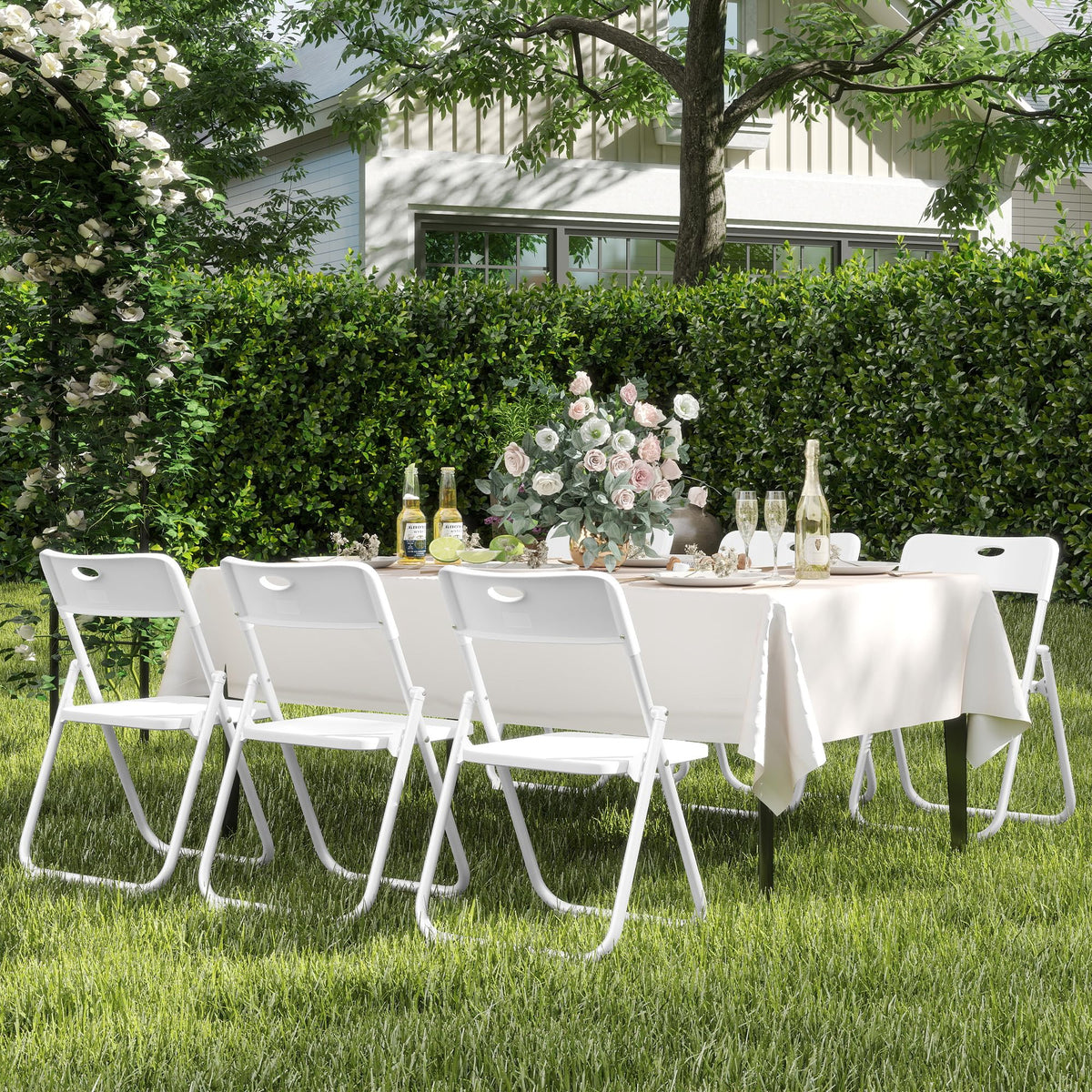 White Plastic Folding Chairs, 10 Pack N7375